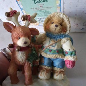 Cherished Teddies NIB Teddy Bear Hugging Rudolph Numbered Limited edition Vtge